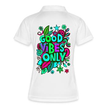 good vibes only - Frauen Polo atmungsaktiv - Weiß/Navy - Hinten