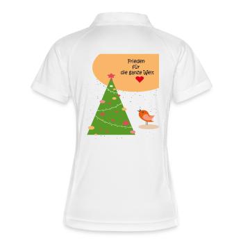 Weihnachten Frieden - Frauen Polo atmungsaktiv - Weiß/Navy - Hinten