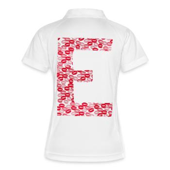 Buchstabe E - T-Shirt-Küsse - Frauen Polo atmungsaktiv - Weiß/Navy - Hinten