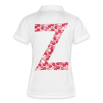 Buchstabe Z - Küsse Geschenkidee - Frauen Polo atmungsaktiv - Weiß/Navy - Hinten