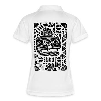 Tiger | Linoprint - Frauen Polo atmungsaktiv - Weiß/Navy - Hinten
