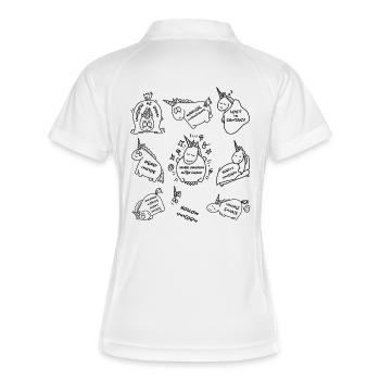 Unicorn Collection - Einhornsammlung - Frauen Polo atmungsaktiv - Weiß/Navy - Hinten