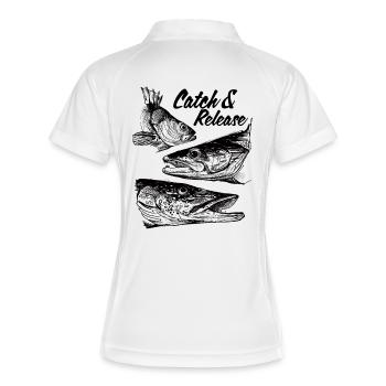 Catch & Release - Frauen Polo atmungsaktiv - Weiß/Navy - Hinten