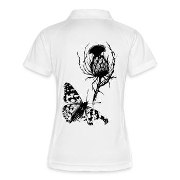 Butterfly & Diestel - Danse du papillon de la liberté - Polo respirant Femme - blanc/marine - Dos