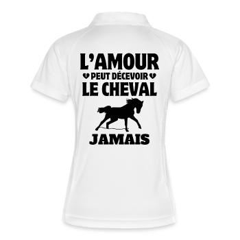 cheval, fan de cheval, cavalier - Polo respirant Femme - blanc/marine - Dos