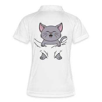 Chats, bébé chat, chaton, bébé chaton, bébé chat - Polo respirant Femme - blanc/marine - Dos