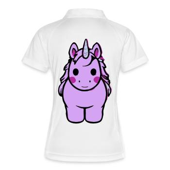 Pastell Einhorn Cartoon Kuscheltier - Frauen Polo atmungsaktiv - Weiß/Navy - Hinten