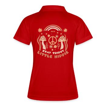 spruch siebziger jahre stay trippy little hippie - Frauen Polo atmungsaktiv - Rot/Weiß - Hinten