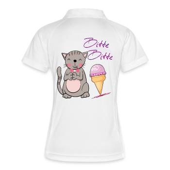 Chat avec cornet de crème glacée - Polo respirant Femme - blanc/marine - Dos