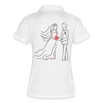 Hochzeit Braut und Bräutigam - Frauen Polo atmungsaktiv - Weiß/Navy - Hinten