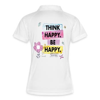 Think Happy, Be Happy - Frauen Polo atmungsaktiv - Weiß/Navy - Hinten