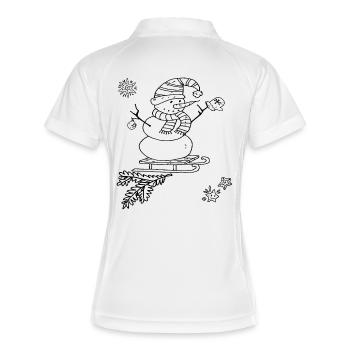 Bonhomme de neige avec traîneau Noël - Polo respirant Femme - blanc/marine - Dos