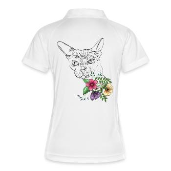 Cat with flowers - Women's Polo breathable - white/navy - Back