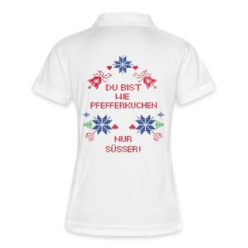 Pfefferkuchen Advent - Frauen Polo atmungsaktiv - Weiß/Navy - Hinten