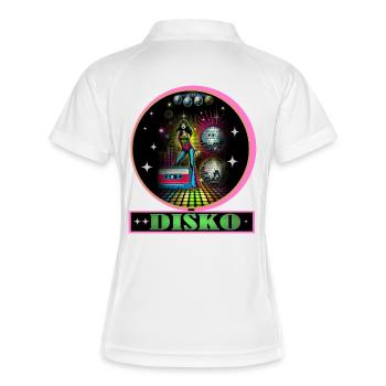 Disco Diva Neon Glitzerkugeln - Frauen Polo atmungsaktiv - Weiß/Navy - Hinten