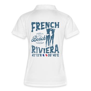Beach design, French Riviera, summer atmosphere - Women's Polo breathable - white/navy - Back