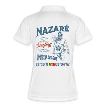 Nazaré Surfing Girl Nautical Print - Polo respirant Femme - blanc/marine - Dos
