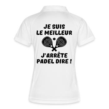 Padel, padel sport, racquet sport - Women's Polo breathable - white/navy - Back
