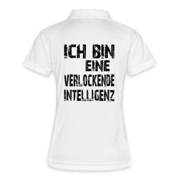 KI Spruch Ich bin eine verlockende Intelligenz - Frauen Polo atmungsaktiv - Weiß/Navy - Hinten