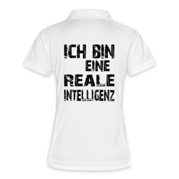KI Spruch Ich bin eine reale Intelligenz - Frauen Polo atmungsaktiv - Weiß/Navy - Hinten