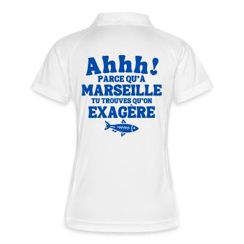 Marseille, ich bin Marseillais, Marseillais, 13 - Frauen Polo atmungsaktiv - Weiß/Navy - Hinten