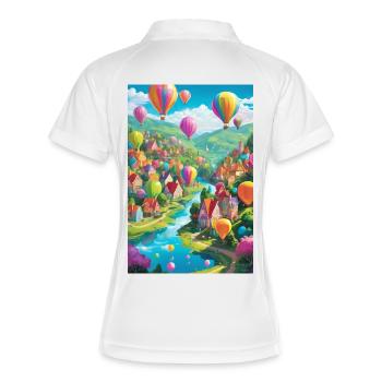 Panorama du village de ballons - Polo respirant Femme - blanc/marine - Dos
