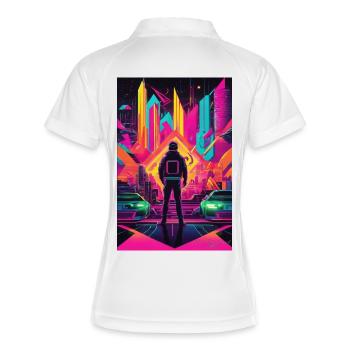 Astronaute de la frontière néon à Neon City - Polo respirant Femme - blanc/marine - Dos