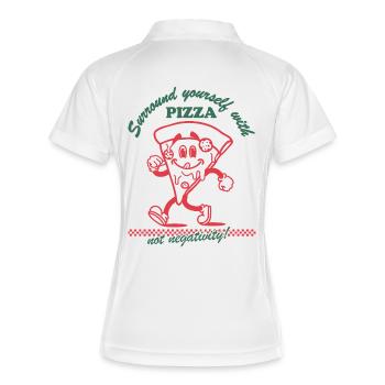 Pizza & Positivity – Pas de place pour la négativité - Polo respirant Femme - blanc/marine - Dos