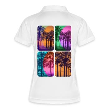 Plage plamiers couleurs coucher de soleil - Polo respirant Femme - blanc/marine - Dos