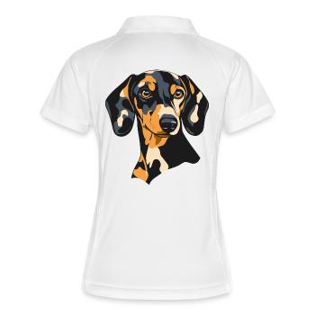 Teckel - Polo respirant Femme - blanc/marine - Dos