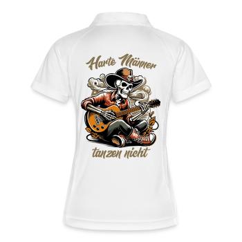 Harte Männer, tanzen nicht - Frauen Polo atmungsaktiv - Weiß/Navy - Hinten