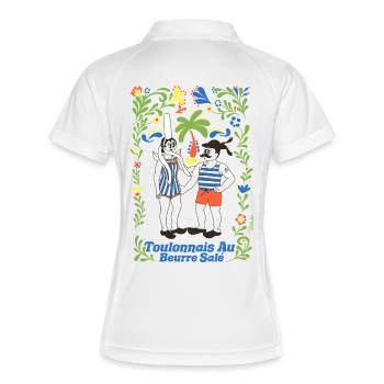 Toulonnais mit gesalzener Butter - Frauen Polo atmungsaktiv - Weiß/Navy - Hinten