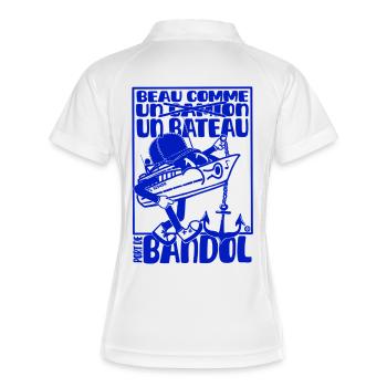 Mascotte rétro méditerranéenne bandol bateau - Polo respirant Femme - blanc/marine - Dos