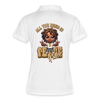 Peace Yall Cartoon Vibe - Frauen Polo atmungsaktiv - Weiß/Navy - Hinten