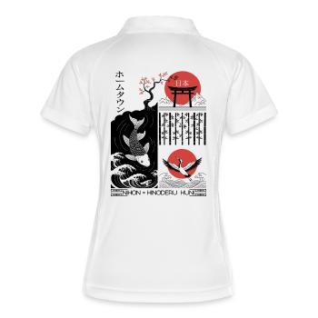 Grue, Koi - Japon - Polo respirant Femme - blanc/marine - Dos