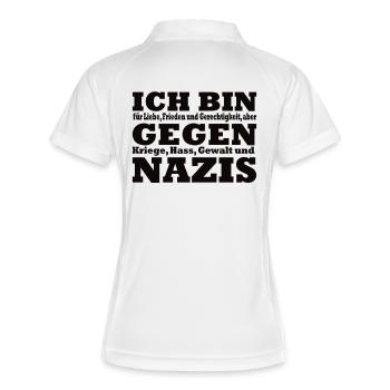 Ich bin gegen Nazis – Statement Design - Frauen Polo atmungsaktiv - Weiß/Navy - Hinten