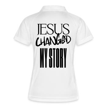Jesus changed my story - Women's Polo breathable - white/navy - Back