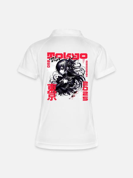 Dark Gothic Anime Woman with Roses - Women's Polo breathable - white/navy