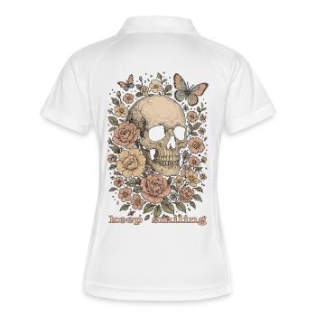 Gardez le sourire - Crâne & Fleurs - Polo respirant Femme - blanc/marine - Dos