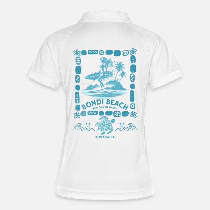 Bondi Beach Turquoise Palm Island - Women's Polo breathable - white/navy