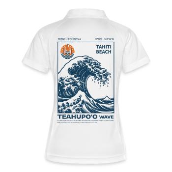 Teahupo'o Wave Tahiti Ozean Blau - Frauen Polo atmungsaktiv - Weiß/Navy - Hinten