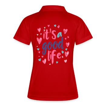 it's a good life - Frauen Polo atmungsaktiv - Weiß/Navy - Hinten