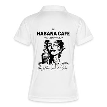 Vintage Havanna Kaffee und Silhouette - Frauen Polo atmungsaktiv - Weiß/Navy - Hinten