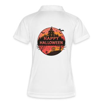 Halloween Schloss Silhouette - Frauen Polo atmungsaktiv - Weiß/Navy - Hinten