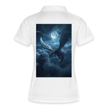 Der letzte Himmelsgeborene Drache - Frauen Polo atmungsaktiv - Weiß/Navy - Hinten