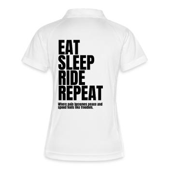 Eat Sleep Ride Repeat_black Bicycle Motif - Women's Polo breathable - white/navy - Back