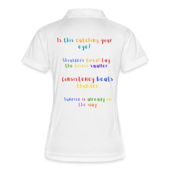 Citation arc-en-ciel pour attirer votre attention - Polo respirant Femme - blanc/marine - Dos