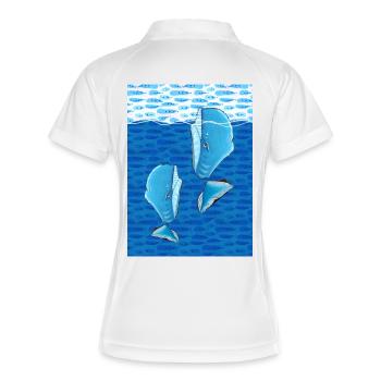 Wale - Frauen Polo atmungsaktiv - Weiß/Navy - Hinten