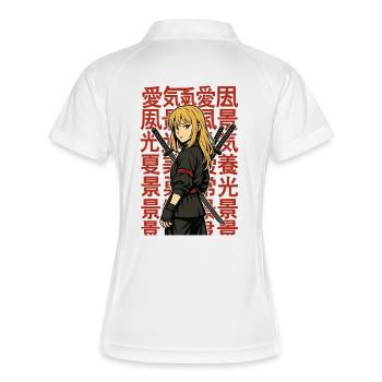 風景愛光夏景 Kanji Héroïne Anime Sword - Polo respirant Femme - blanc/marine - Dos