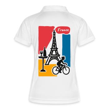 France Graphic: Eiffel Tower and Bicycle - Women's Polo breathable - white/navy - Back